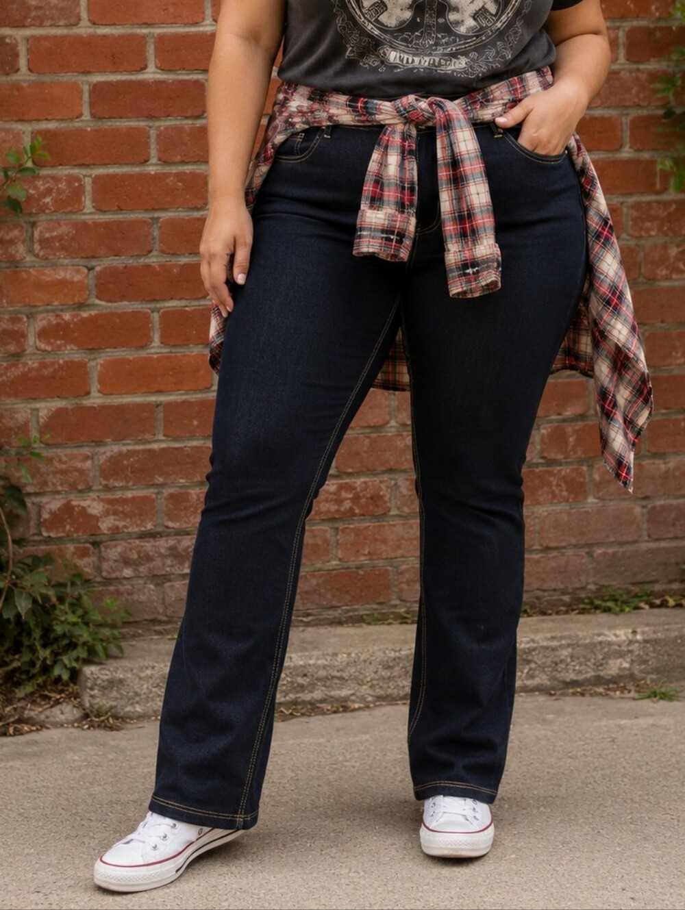 Dark Wash Boot Cut Women's Jeans - Classic Stretch Denim